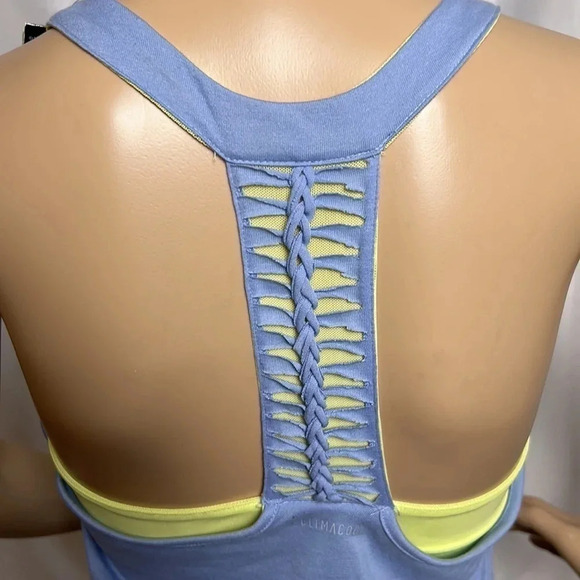 ADIDAS. Women tank top,NWT,workout, blue ,racerback,built in bra,logo,gym,resort - Picture 5 of 13